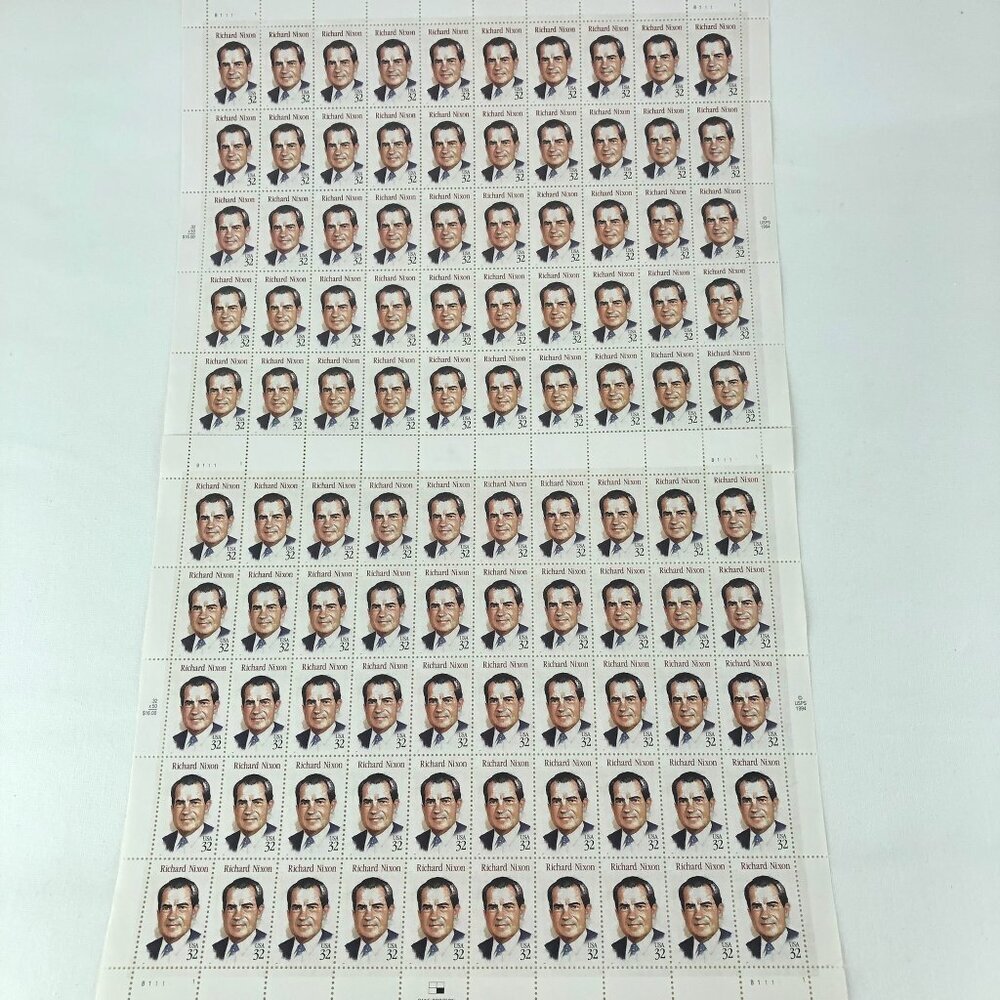 Vintage 1994 United States 32 Cent Postage Stamps of Richard Nixon